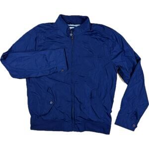 NWT Gap Navy Blue Full Zip Jacket Mock Neck Lots Pockets Pinstripe Lining Mens M